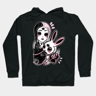 Dark alice and white rabbit Hoodie